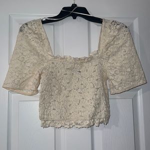 ZARA beige lace crop top